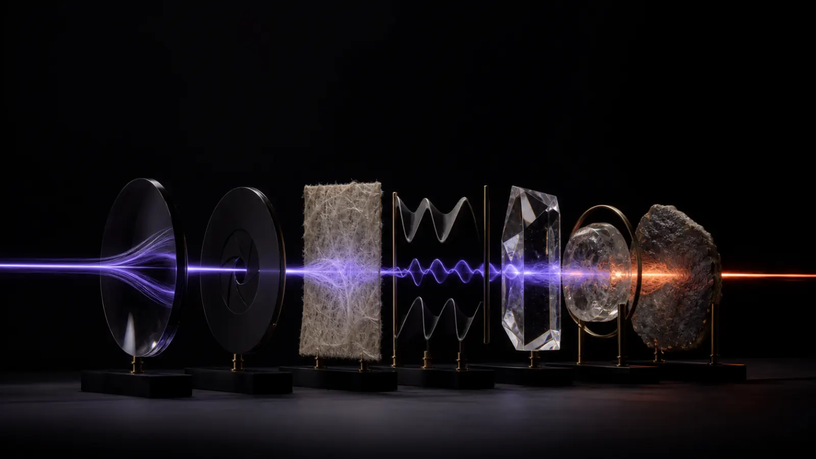 A continuous signal passing through varied image, video, audio, and 3D forms.