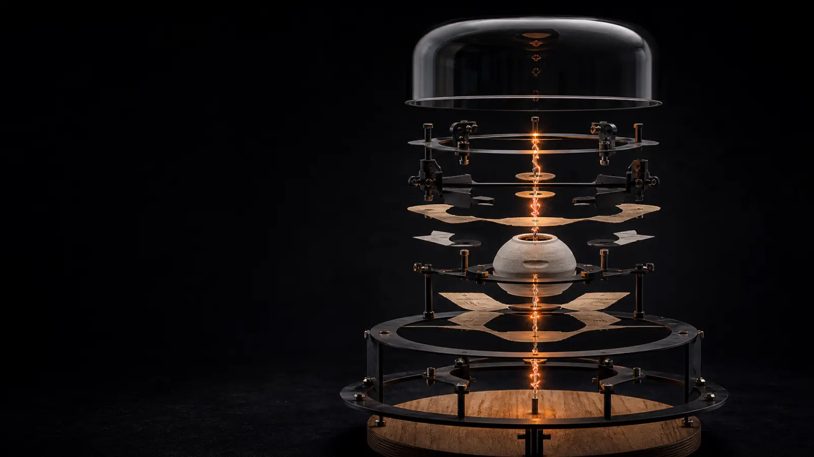 An open woven structure whose parts remain visible and inspectable.
